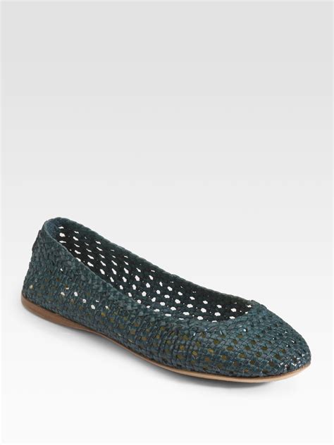 prada woven ballet flats